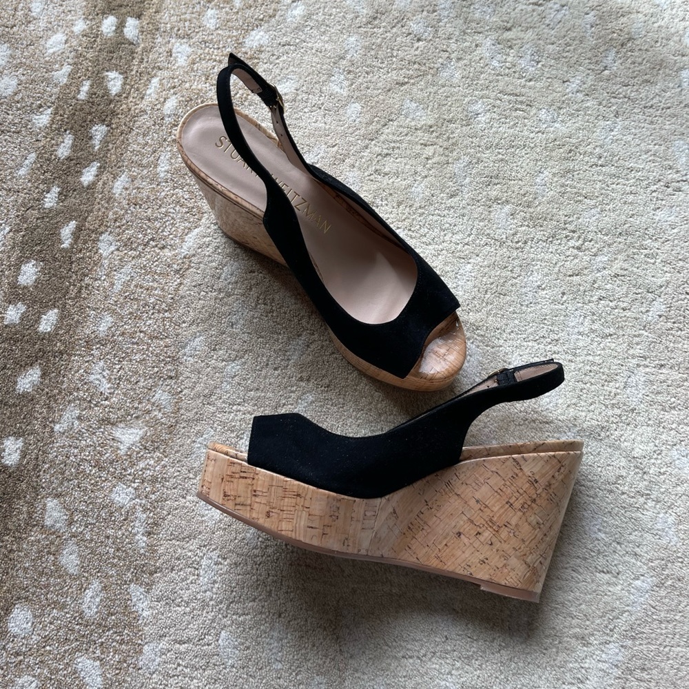 Stuart Weitzman black suede wedges
